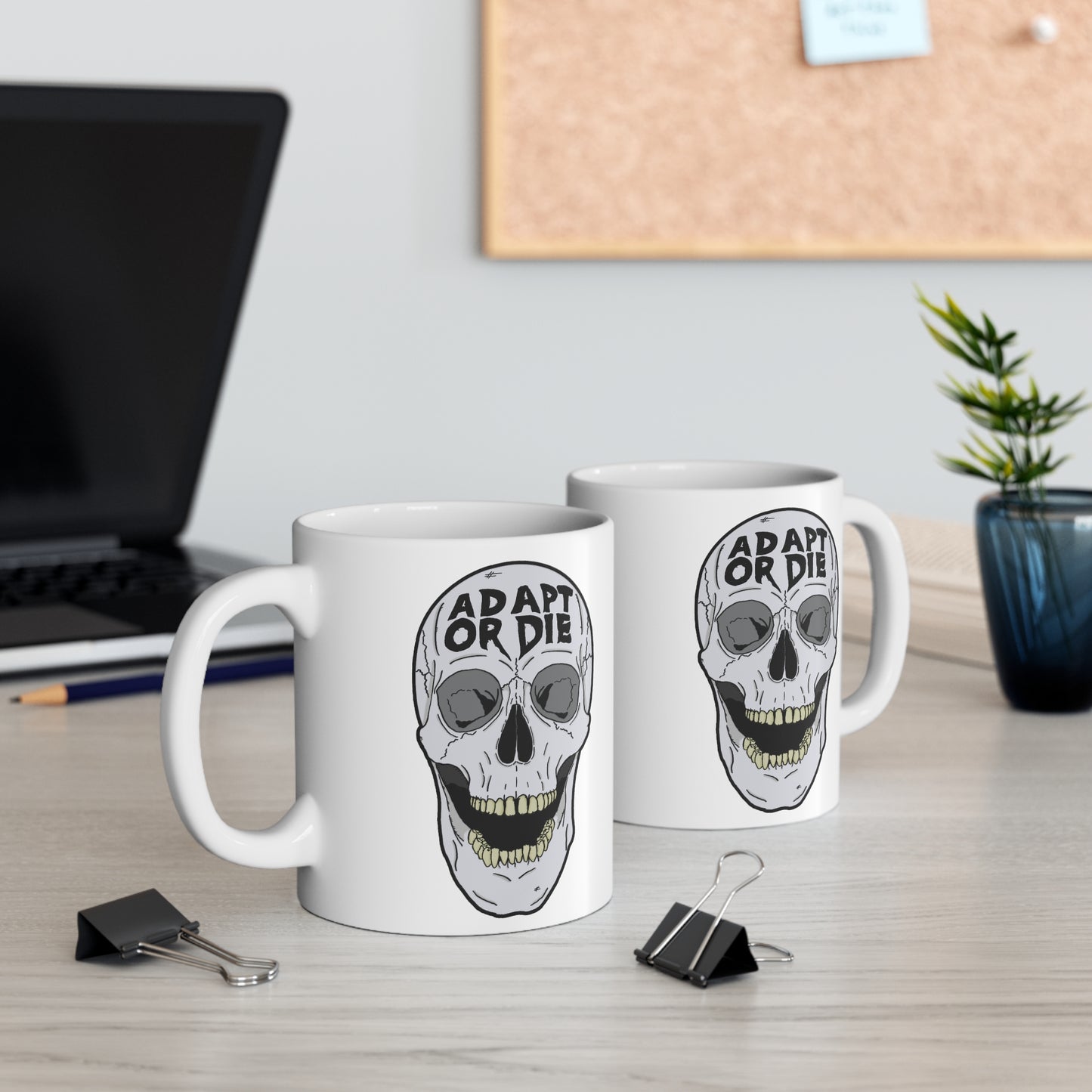 Adapt or Die Skull 11oz Coffee Mug