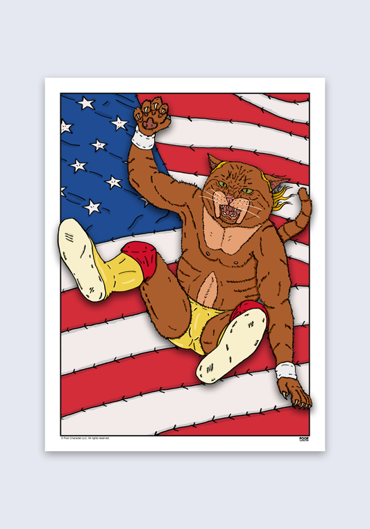 Big Cat Leg Drop For America Print