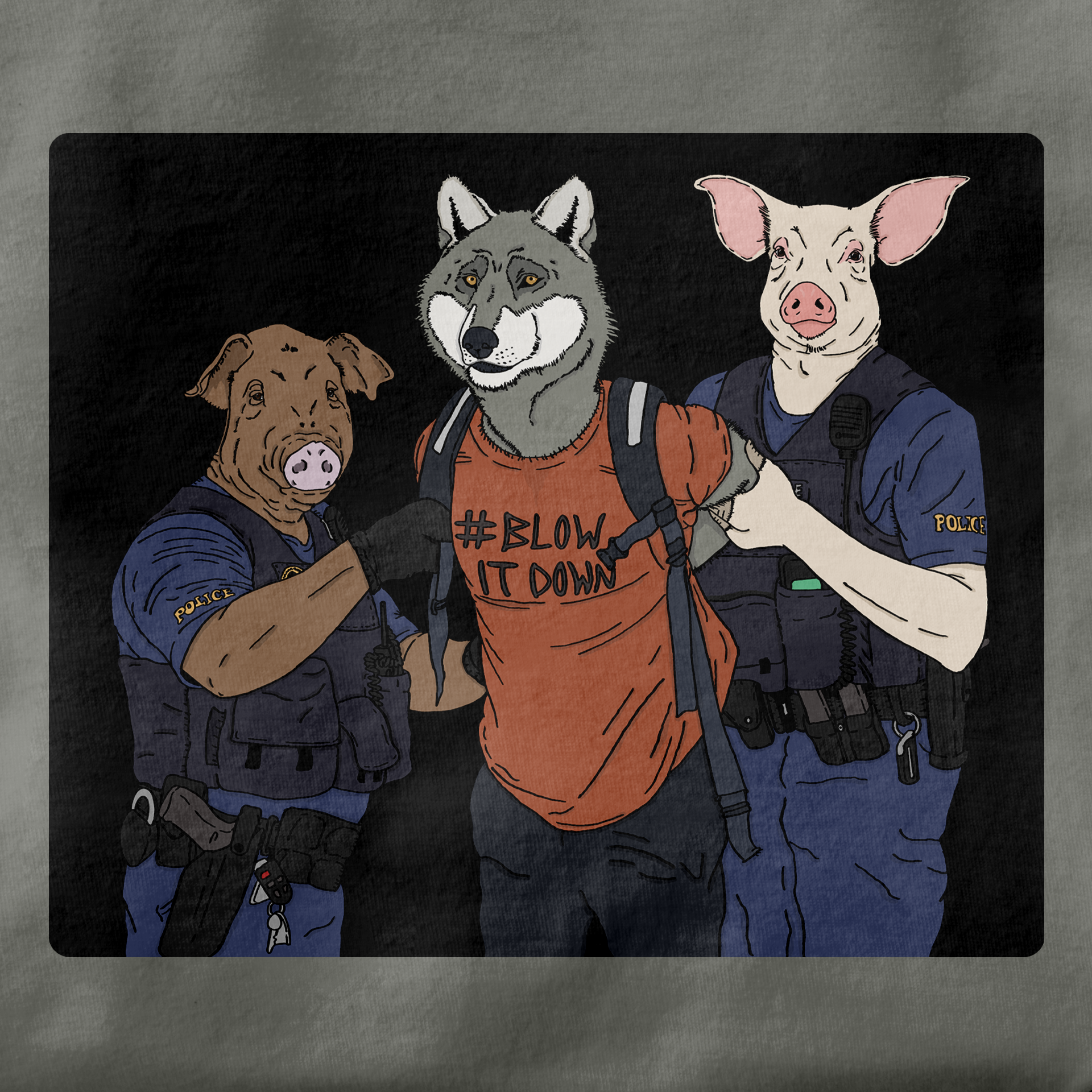 BIG BAD PROTESTING WOLF T-SHIRT