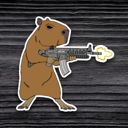 Capybara Commando Sticker