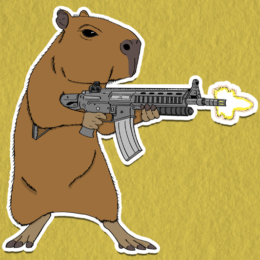 Capybara Commando Sticker