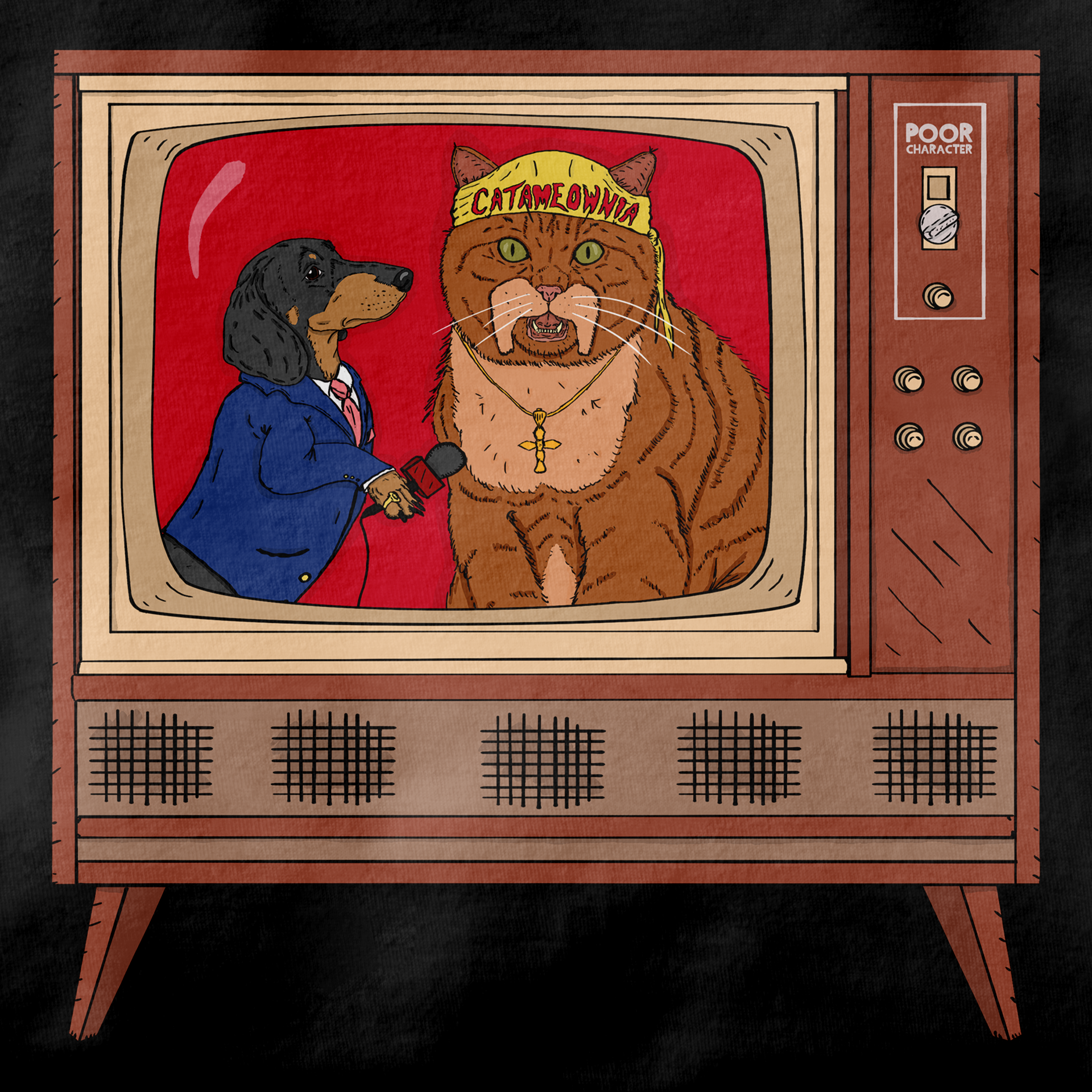 CATAMANIAC RETRO TV T-SHIRT