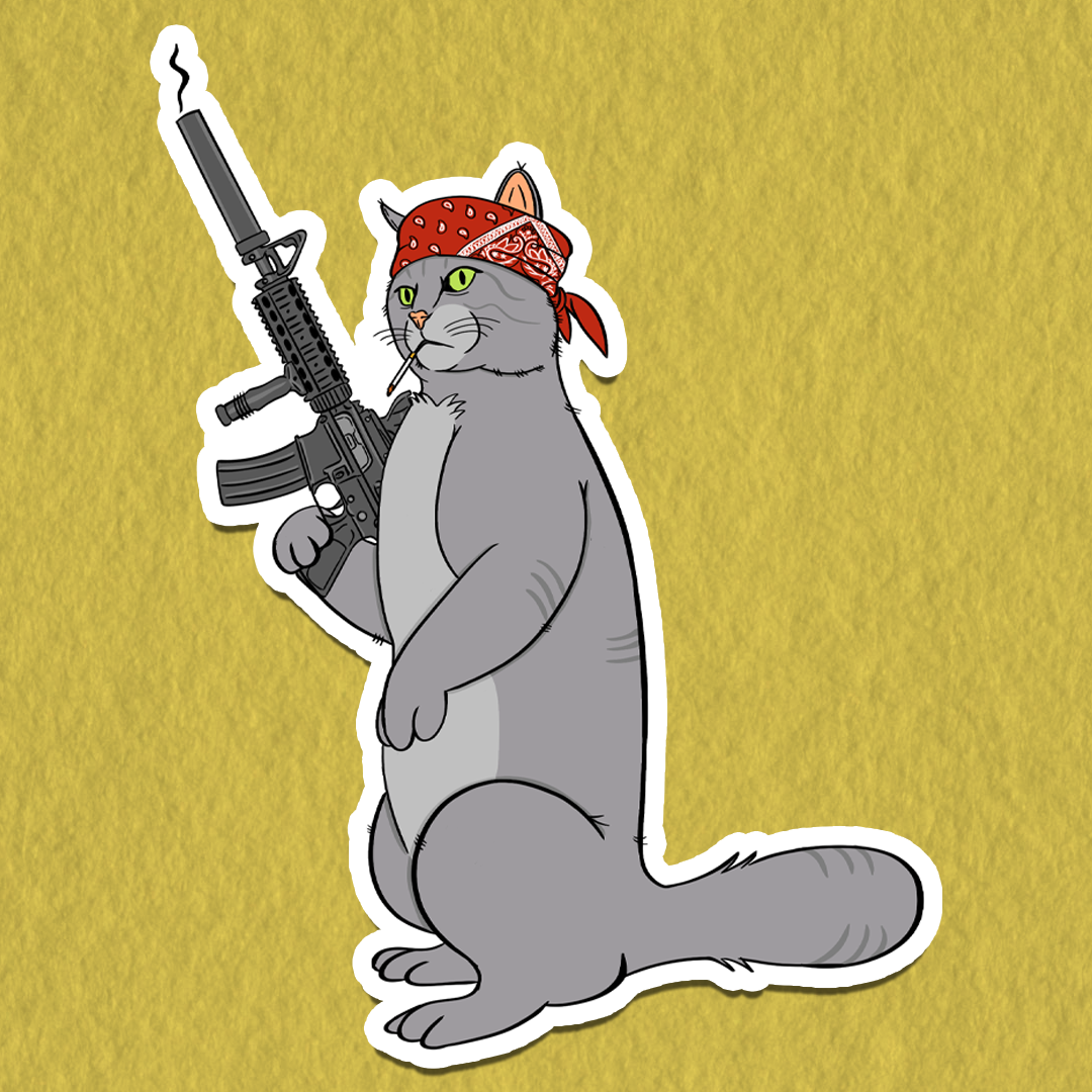 Cat with a Gat Sticker