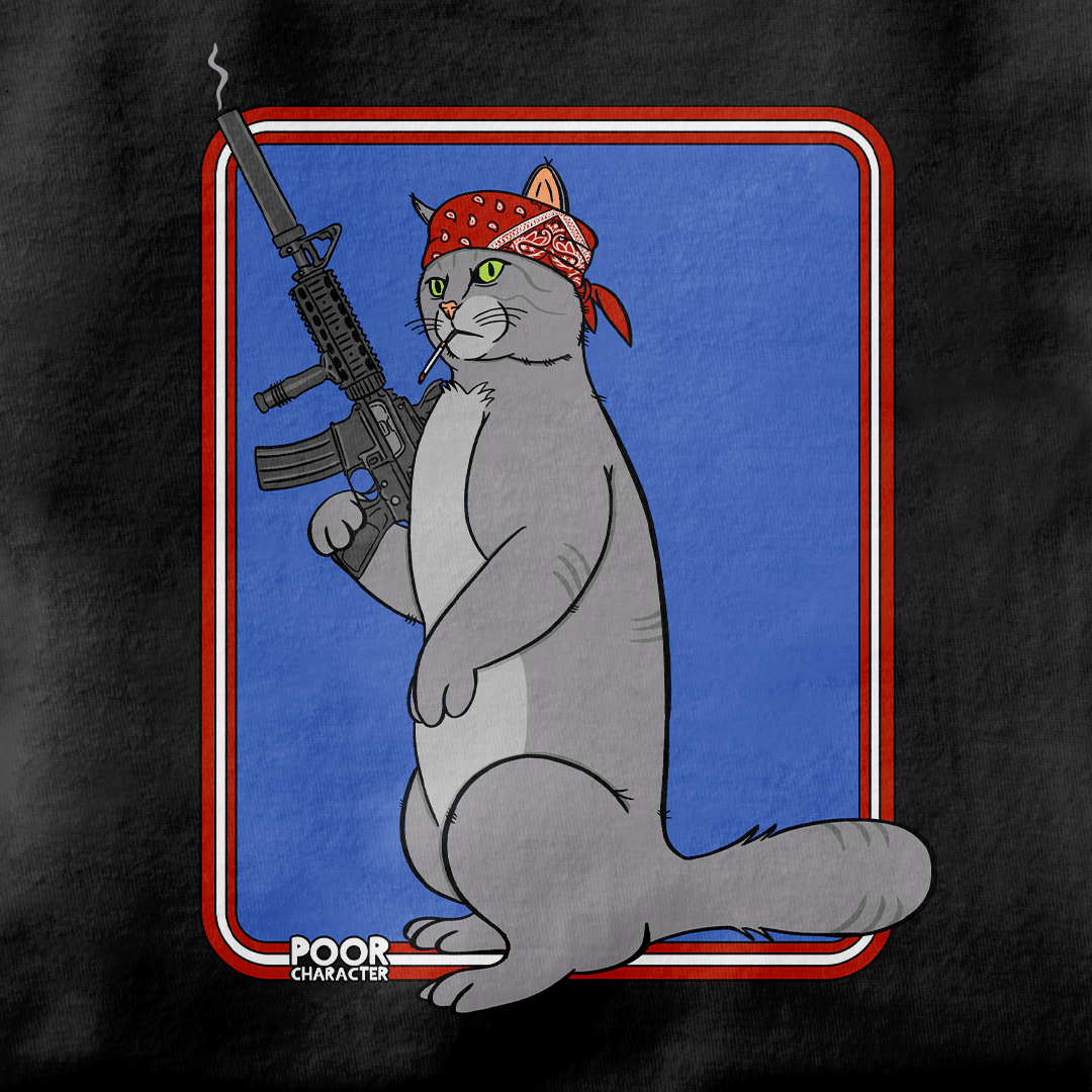 CAT WITH A GAT T-SHIRT
