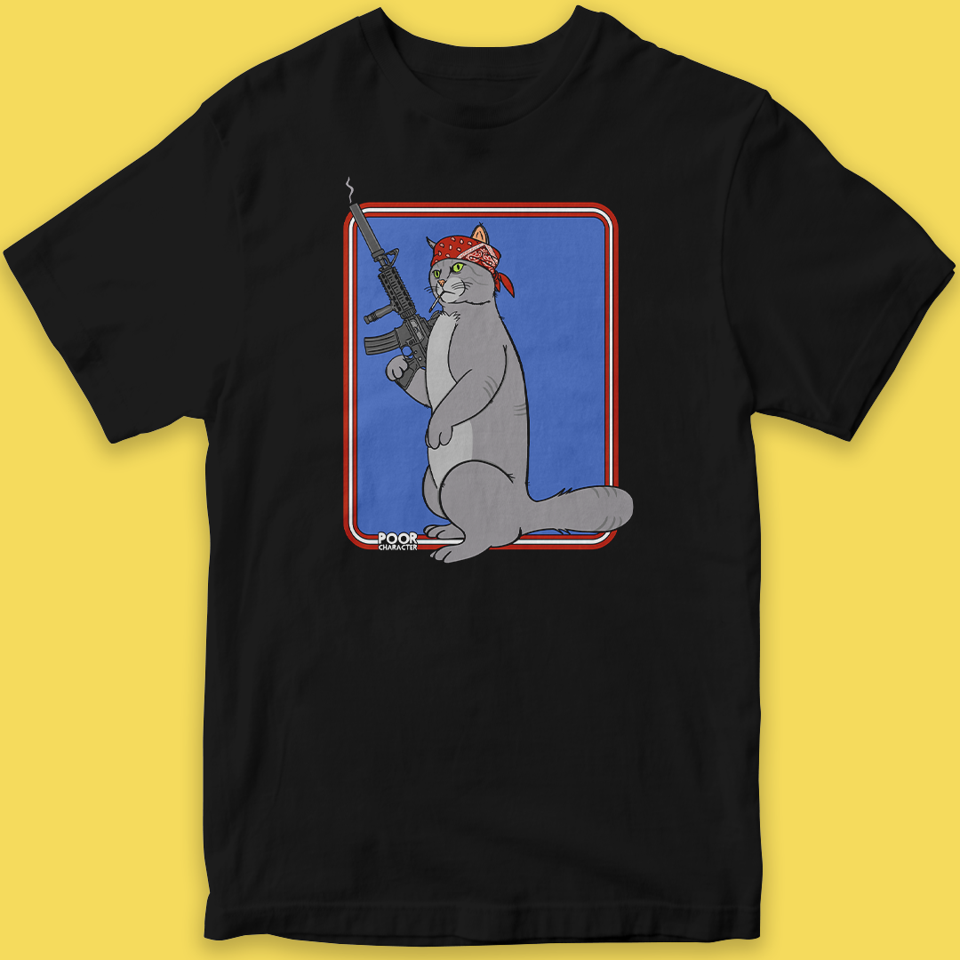 CAT WITH A GAT T-SHIRT