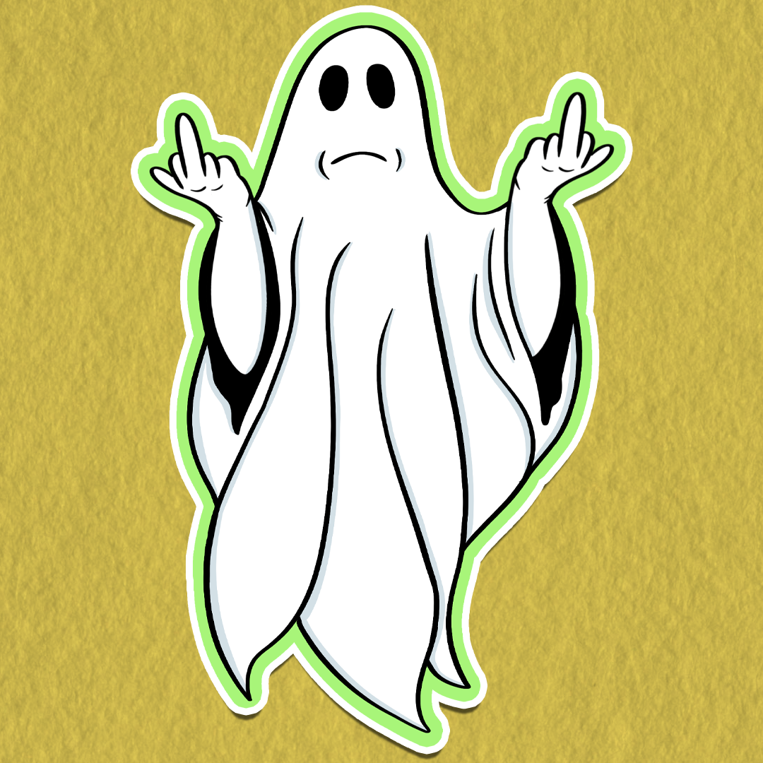 Middle Finger Ghost Sticker