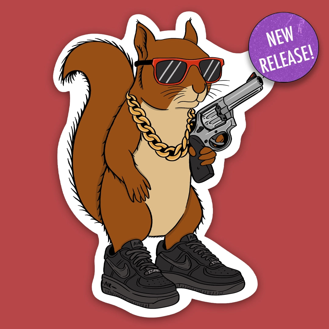 SQUIRREL WITH A STRAP STICKER