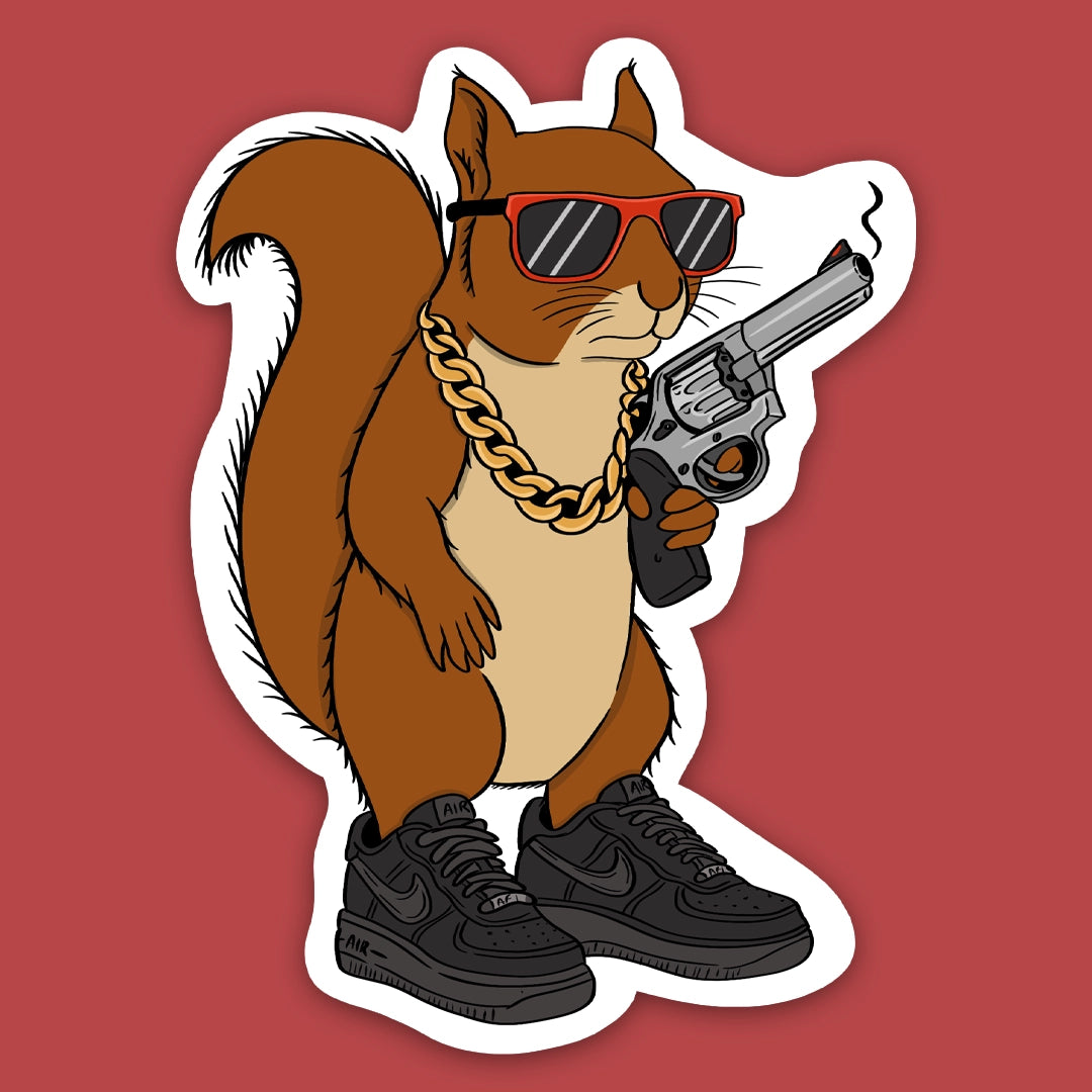 SQUIRREL WITH A STRAP STICKER