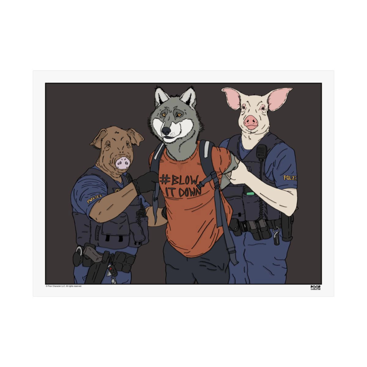 BIG BAD PROTESTING WOLF PRINT
